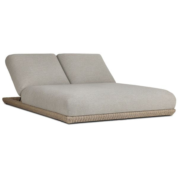 Evander Outdoor Double Chaise, Ramiro Ecru