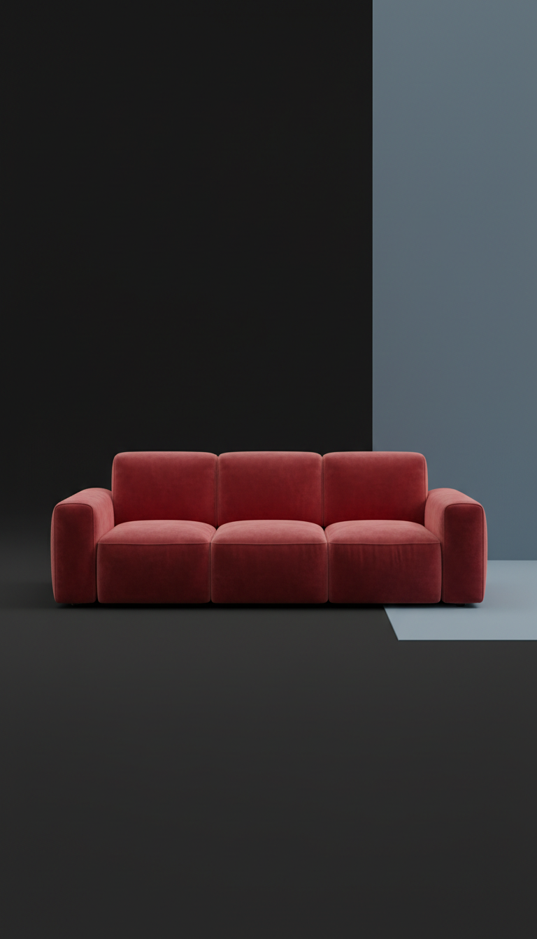 Canapé modulable velours rouge