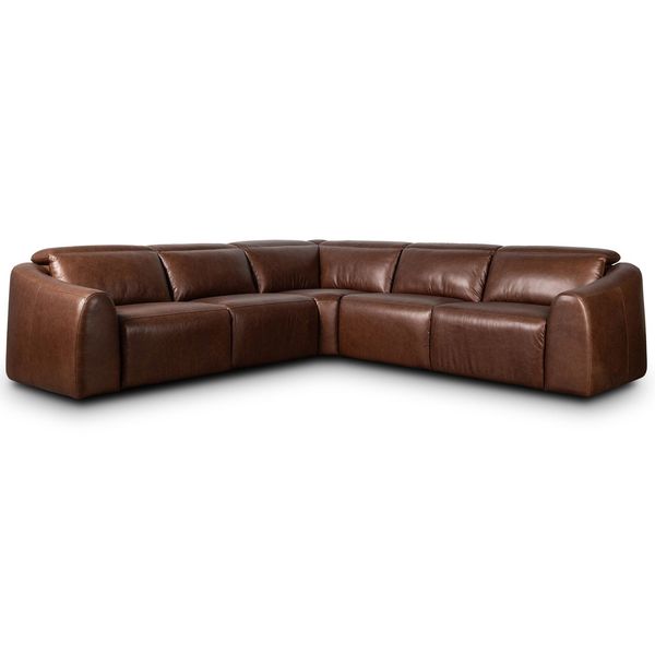 Alondra Cuir Power Recliner 5 Piece Sectional, Sonoma Coco