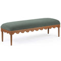 Oodle Vegan Mohair Bench, Vert/Noyer