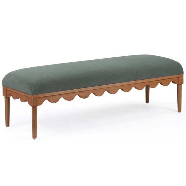 Oodle Vegan Mohair Bench, Vert/Noyer